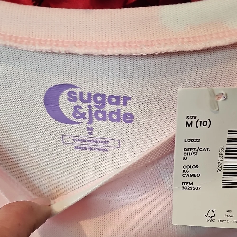 Sugar & Jade NWT Girls Pink Tie-Dye Pajama Set Love W/ Daisies Size Medium 10
